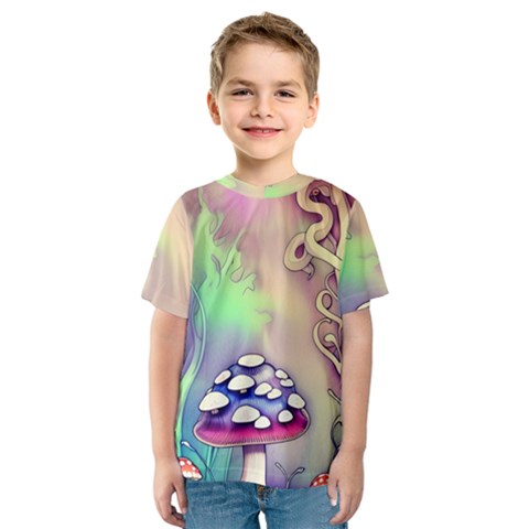 Tiny Forest Mushroom Fairy Kids  Sport Mesh Tee by GardenOfOphir