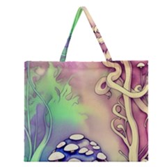 Tiny Forest Mushroom Fairy Zipper Large Tote Bag by GardenOfOphir