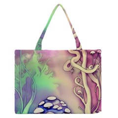 Tiny Forest Mushroom Fairy Zipper Medium Tote Bag by GardenOfOphir