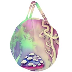 Tiny Forest Mushroom Fairy Giant Round Zipper Tote by GardenOfOphir