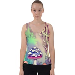 Tiny Forest Mushroom Fairy Velvet Tank Top by GardenOfOphir