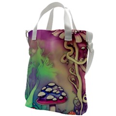 Tiny Forest Mushroom Fairy Canvas Messenger Bag by GardenOfOphir