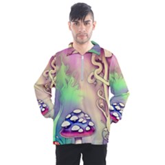 Tiny Forest Mushroom Fairy Men s Half Zip Pullover by GardenOfOphir