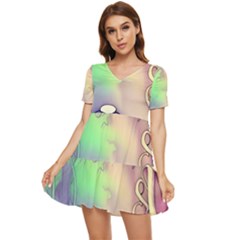 Tiny Forest Mushroom Fairy Tiered Short Sleeve Babydoll Dress