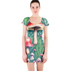 Forest Mushroom Fairy Garden Short Sleeve Bodycon Dress by GardenOfOphir