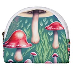 Forest Mushroom Fairy Garden Horseshoe Style Canvas Pouch by GardenOfOphir