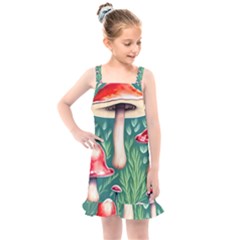 Forest Mushroom Fairy Garden Kids  Overall Dress by GardenOfOphir