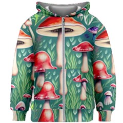 Forest Mushroom Fairy Garden Kids  Zipper Hoodie Without Drawstring by GardenOfOphir