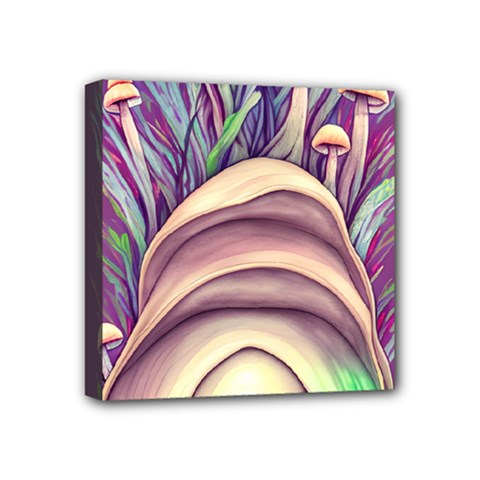 Forest Mushroom Fairy House Mini Canvas 4  X 4  (stretched) by GardenOfOphir