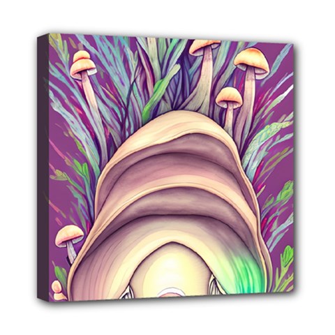 Forest Mushroom Fairy House Mini Canvas 8  X 8  (stretched) by GardenOfOphir