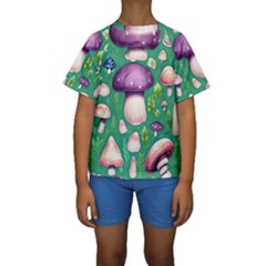 Forest Mushroom Garden Path Kids  Short Sleeve Swimwear by GardenOfOphir