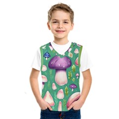 Forest Mushroom Garden Path Kids  Basketball Tank Top by GardenOfOphir