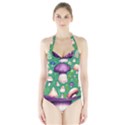 Forest Mushroom Garden Path Halter Swimsuit View1