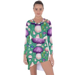 Forest Mushroom Garden Path Asymmetric Cut-out Shift Dress by GardenOfOphir