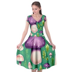 Forest Mushroom Garden Path Cap Sleeve Wrap Front Dress by GardenOfOphir