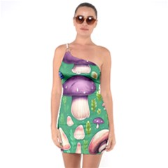 Forest Mushroom Garden Path One Soulder Bodycon Dress by GardenOfOphir