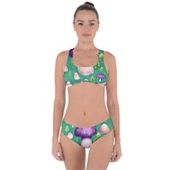 Forest Mushroom Garden Path Criss Cross Bikini Set by GardenOfOphir