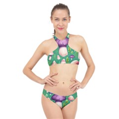 Forest Mushroom Garden Path High Neck Bikini Set by GardenOfOphir