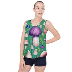 Forest Mushroom Garden Path Bubble Hem Chiffon Tank Top by GardenOfOphir