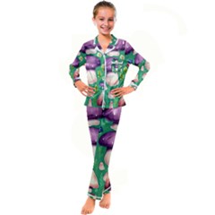 Forest Mushroom Garden Path Kid s Satin Long Sleeve Pajamas Set by GardenOfOphir