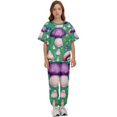 Forest Mushroom Garden Path Kids  Tee And Pants Sports Set by GardenOfOphir