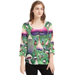 Secret Forest Mushroom Fairy Chiffon Quarter Sleeve Blouse by GardenOfOphir