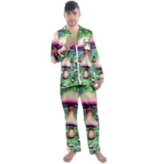 Secret Forest Mushroom Fairy Men s Long Sleeve Satin Pajamas Set by GardenOfOphir