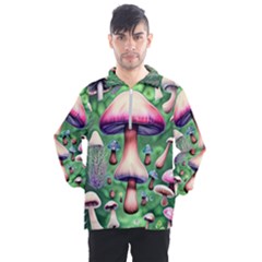 Secret Forest Mushroom Fairy Men s Half Zip Pullover by GardenOfOphir