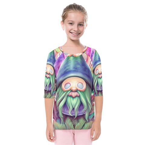 Enchanted Mushroom Forest Fairycore Kids  Quarter Sleeve Raglan Tee by GardenOfOphir