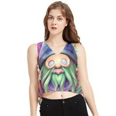 Enchanted Mushroom Forest Fairycore V-neck Cropped Tank Top by GardenOfOphir