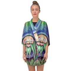 Enchanted Mushroom Forest Fairycore Half Sleeve Chiffon Kimono by GardenOfOphir