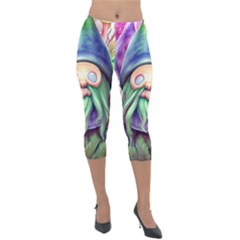 Enchanted Mushroom Forest Fairycore Lightweight Velour Capri Leggings  by GardenOfOphir