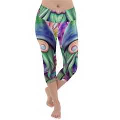 Enchanted Mushroom Forest Fairycore Lightweight Velour Capri Yoga Leggings by GardenOfOphir