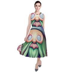 Enchanted Mushroom Forest Fairycore Round Neck Boho Dress by GardenOfOphir