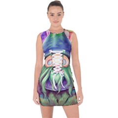 Enchanted Mushroom Forest Fairycore Lace Up Front Bodycon Dress by GardenOfOphir