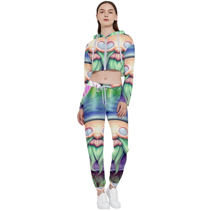 Enchanted Mushroom Forest Fairycore Cropped Zip Up Lounge Set