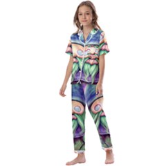 Enchanted Mushroom Forest Fairycore Kids  Satin Short Sleeve Pajamas Set by GardenOfOphir