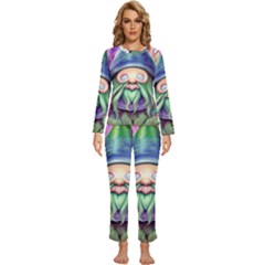 Enchanted Mushroom Forest Fairycore Womens  Long Sleeve Lightweight Pajamas Set by GardenOfOphir