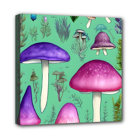 Foraging In The Mushroom Forest Mini Canvas 8  X 8  (stretched) by GardenOfOphir