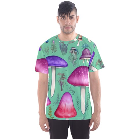 Foraging In The Mushroom Forest Men s Sport Mesh Tee by GardenOfOphir