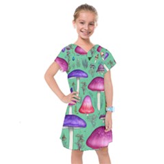 Foraging In The Mushroom Forest Kids  Drop Waist Dress by GardenOfOphir