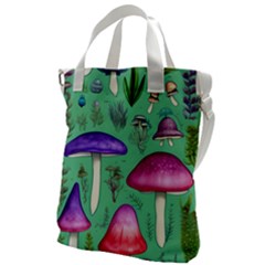 Foraging In The Mushroom Forest Canvas Messenger Bag by GardenOfOphir