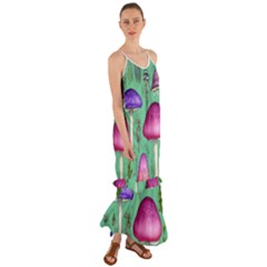 Foraging In The Mushroom Forest Cami Maxi Ruffle Chiffon Dress by GardenOfOphir