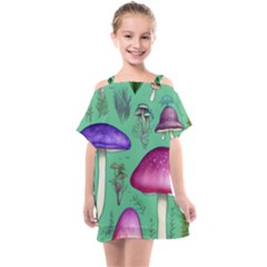 Foraging In The Mushroom Forest Kids  One Piece Chiffon Dress by GardenOfOphir