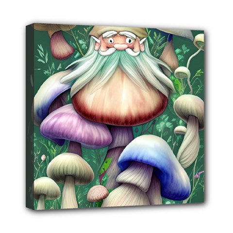 Natural Mushroom Fairy Garden Mini Canvas 8  X 8  (stretched) by GardenOfOphir