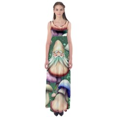 Natural Mushroom Fairy Garden Empire Waist Maxi Dress by GardenOfOphir