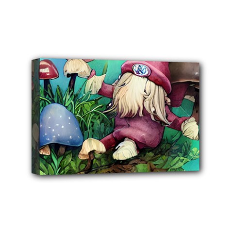 Vintage Flowery Mushroom Mini Canvas 6  X 4  (stretched) by GardenOfOphir