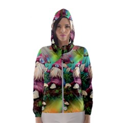 Vintage Flowery Mushroom Women s Hooded Windbreaker by GardenOfOphir