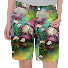 Vintage Flowery Mushroom Pocket Shorts by GardenOfOphir