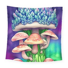 Woodsy Mushroom Forest Nature Square Tapestry (large) by GardenOfOphir